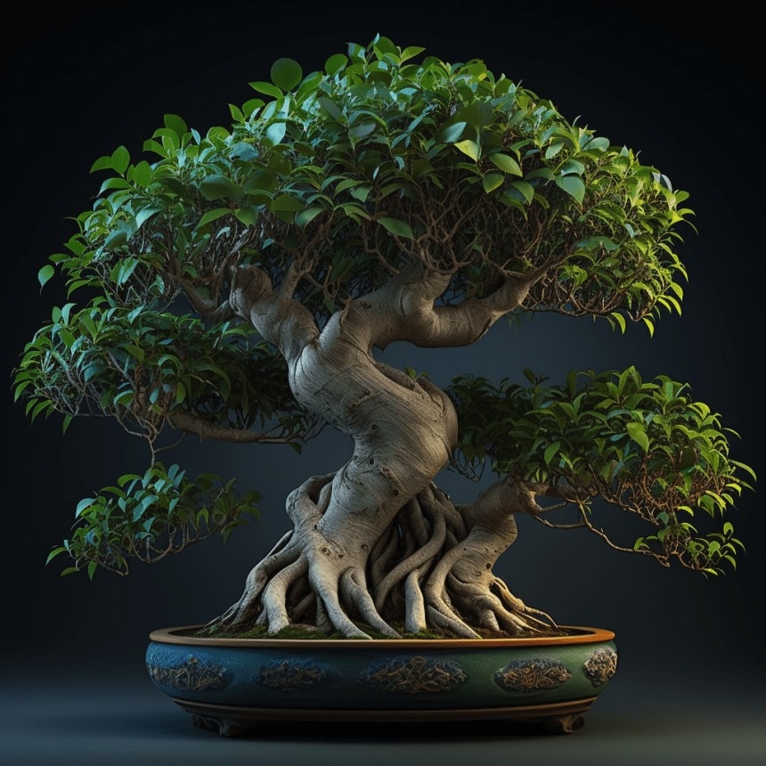 Ficus bonsai, generated by AI